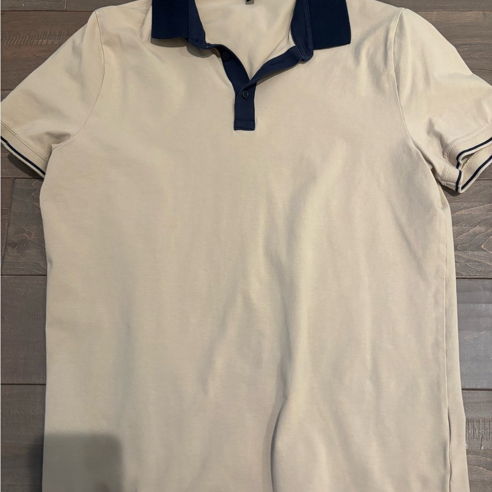 Men's Cream Polo Shirt with Navy Accents